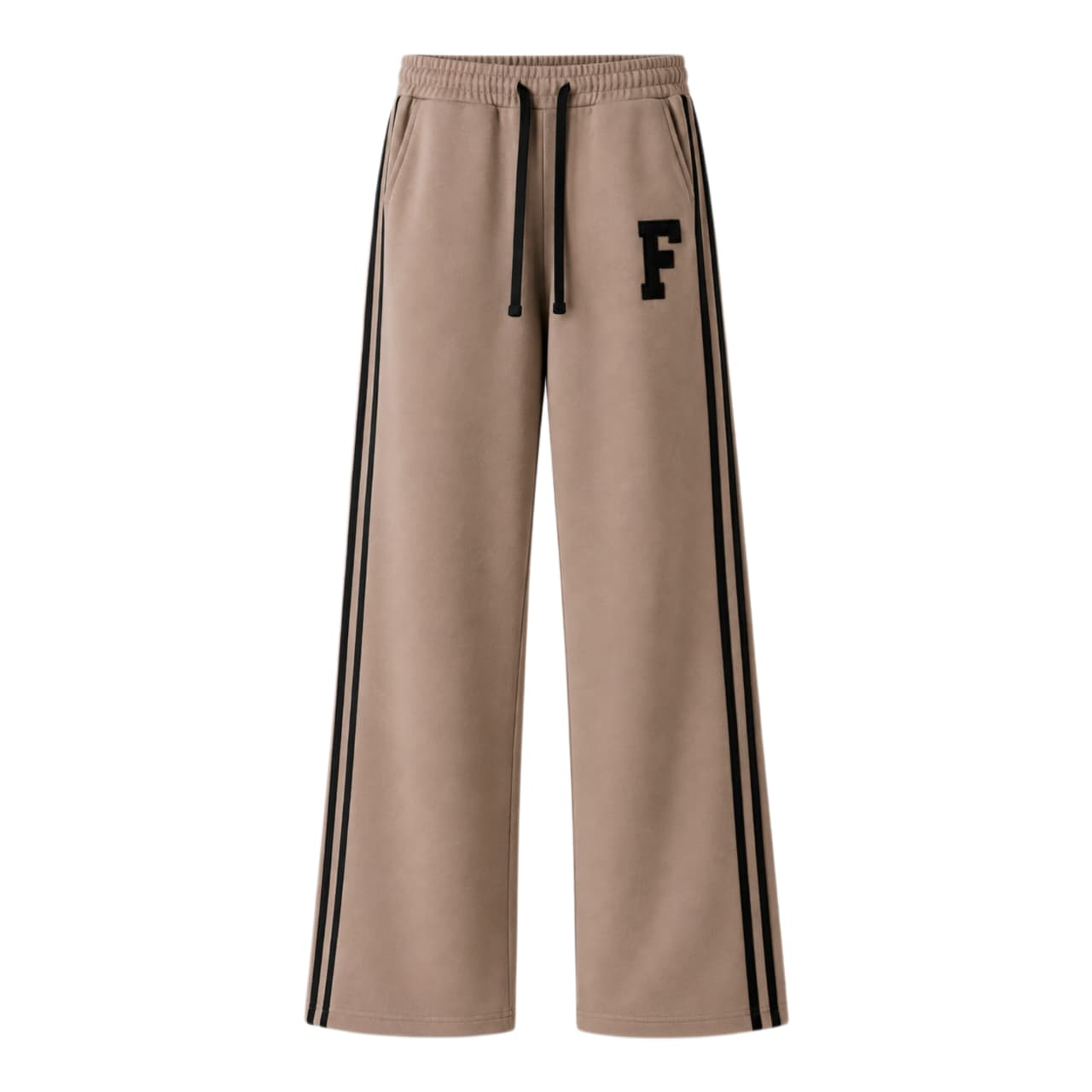 FREEDY Varsity Striped Wide-Leg Trousers - Taupe