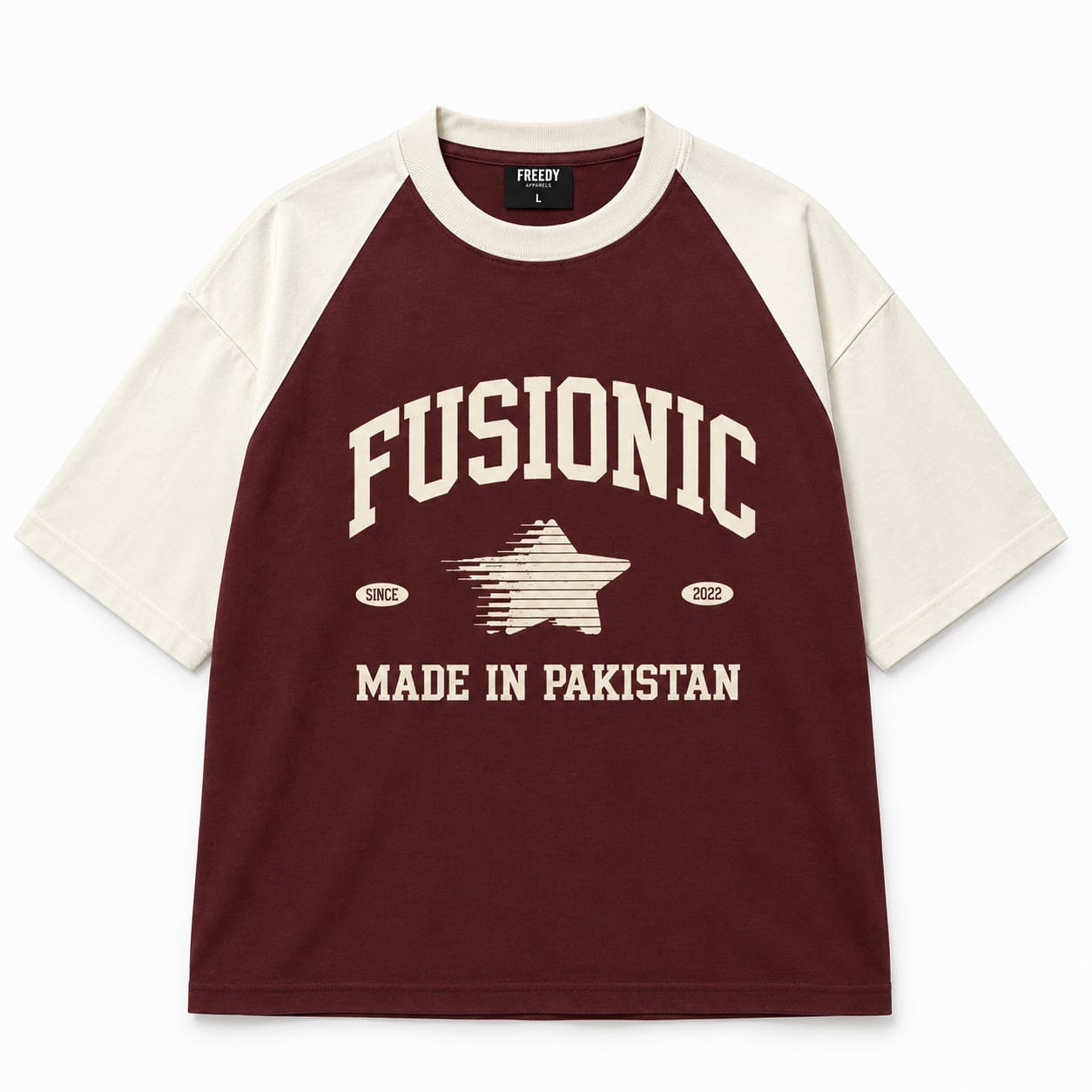 Freedy Fusionic Varsity Raglan Tee - Maroon/Cream