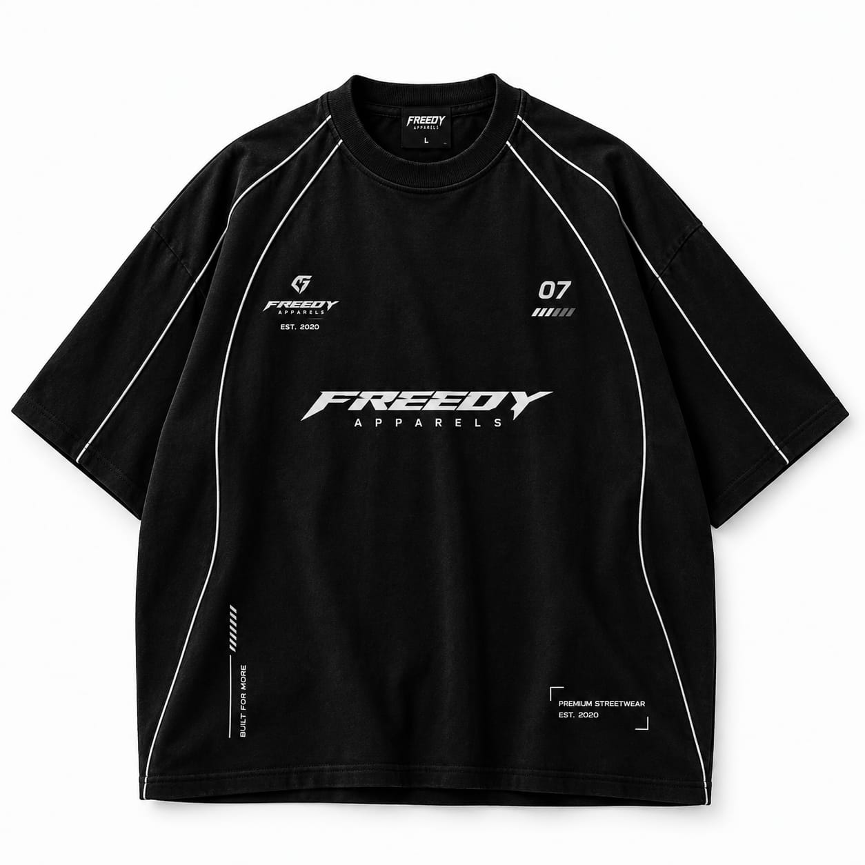Freedy Racing Piping Oversized Tee - Black