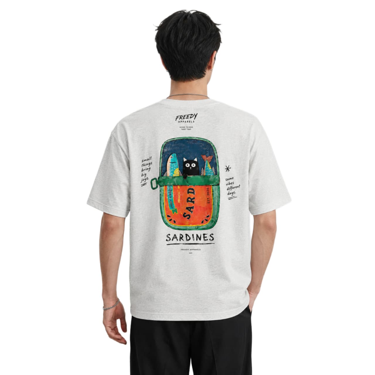 FREEDY Sardines Graphic Oversized Tee - White